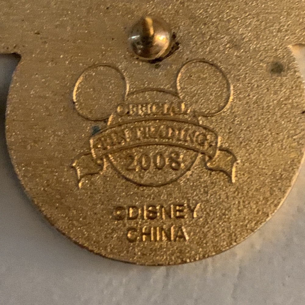 DISNEY Gold tone Rainbow Mickey Mouse logo pin w/ black Mickey pin holder. 2008 - Picture 7 of 8